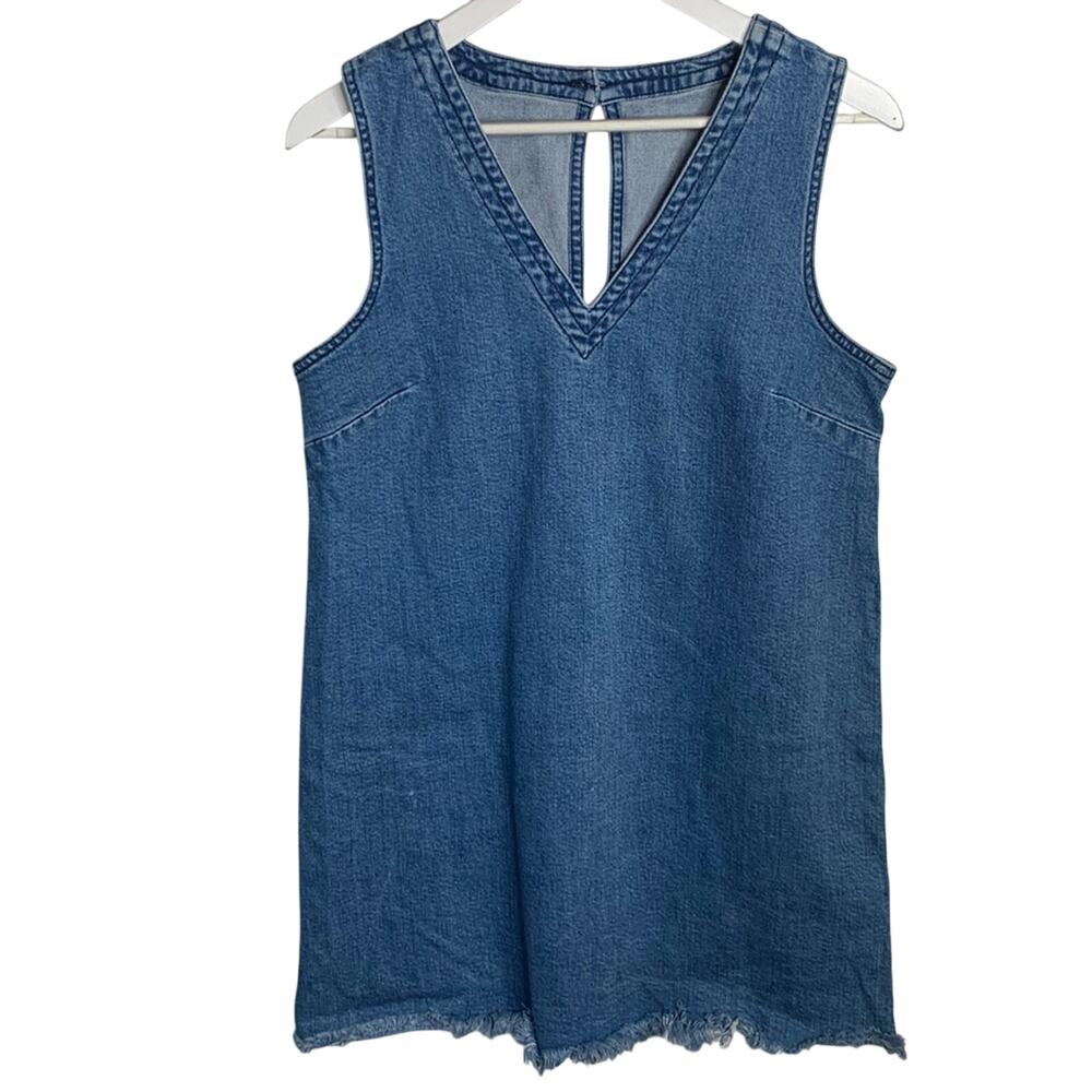 Asos Sleeveless V-neck Jumper Tunic Raw Hem Dress W-936 Sz 10